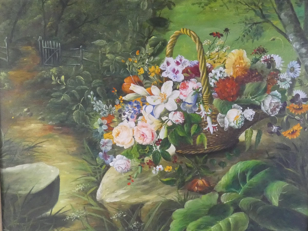 Vintage olieverfschilderij op doek - Signatuur: Giovannini