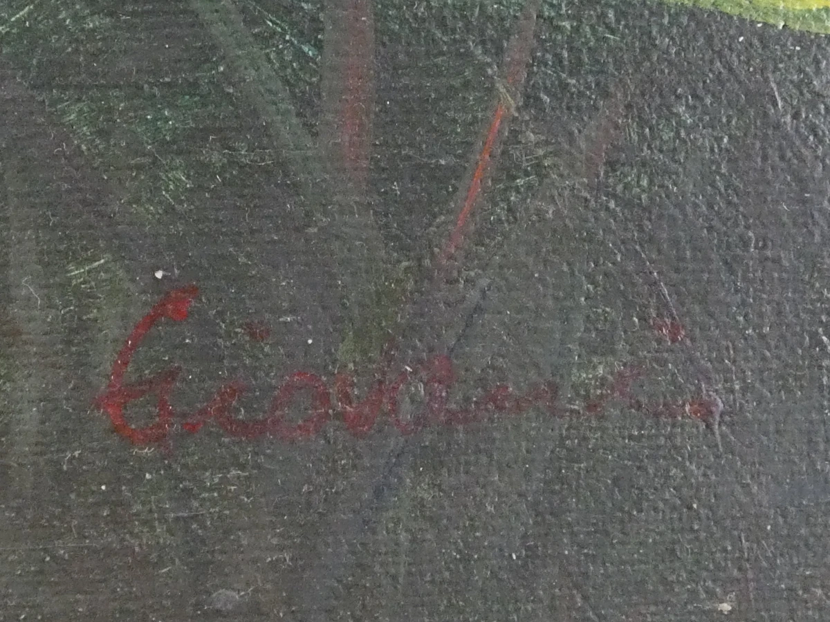 Vintage olieverfschilderij op doek - Signatuur: Giovannini