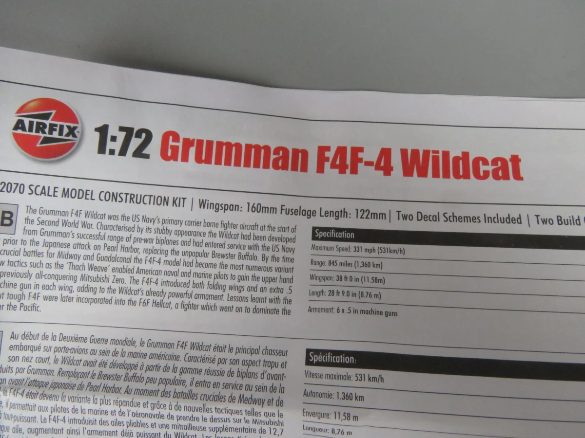 Airfix Grumman F4F-4 Wildcat