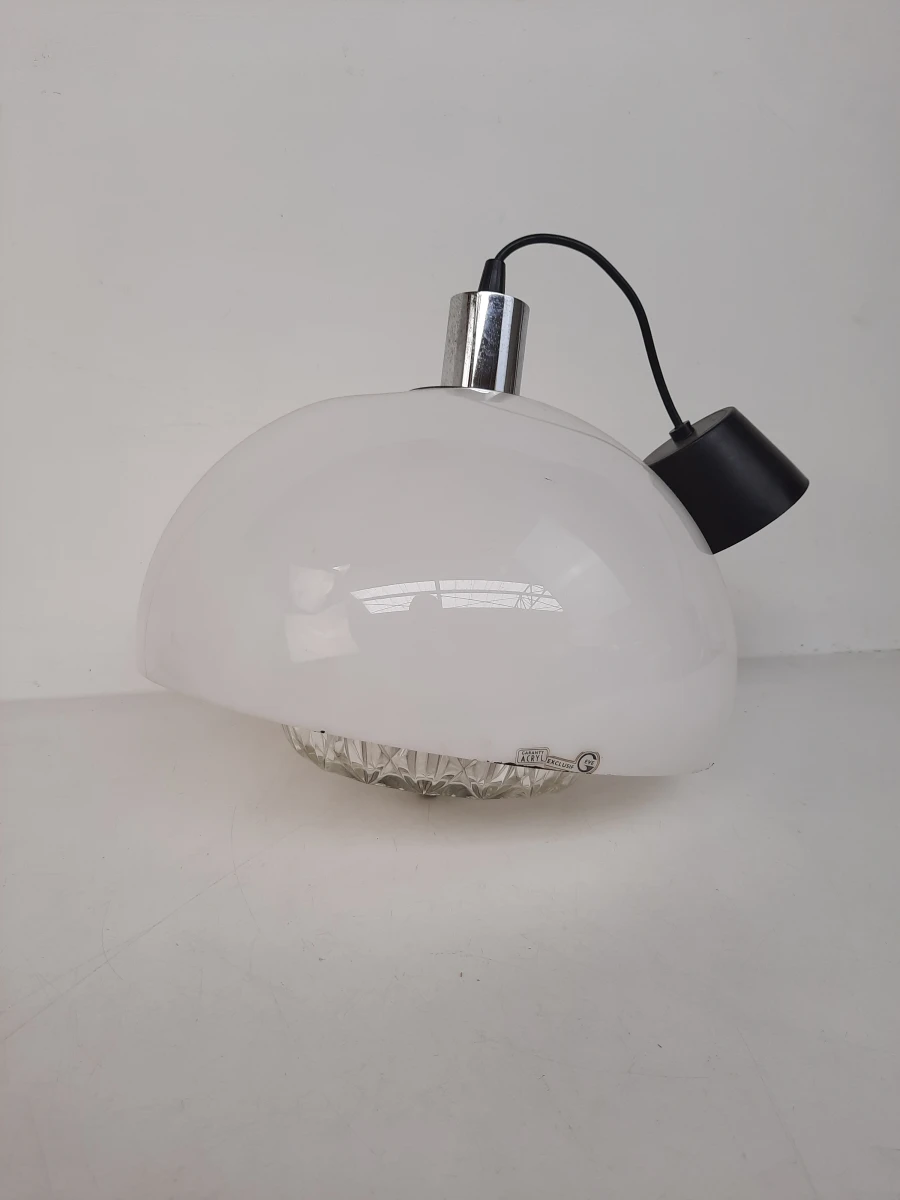 Retro Witte Hanglamp / Koepellamp met Glazen Diffuser – Vintage Look