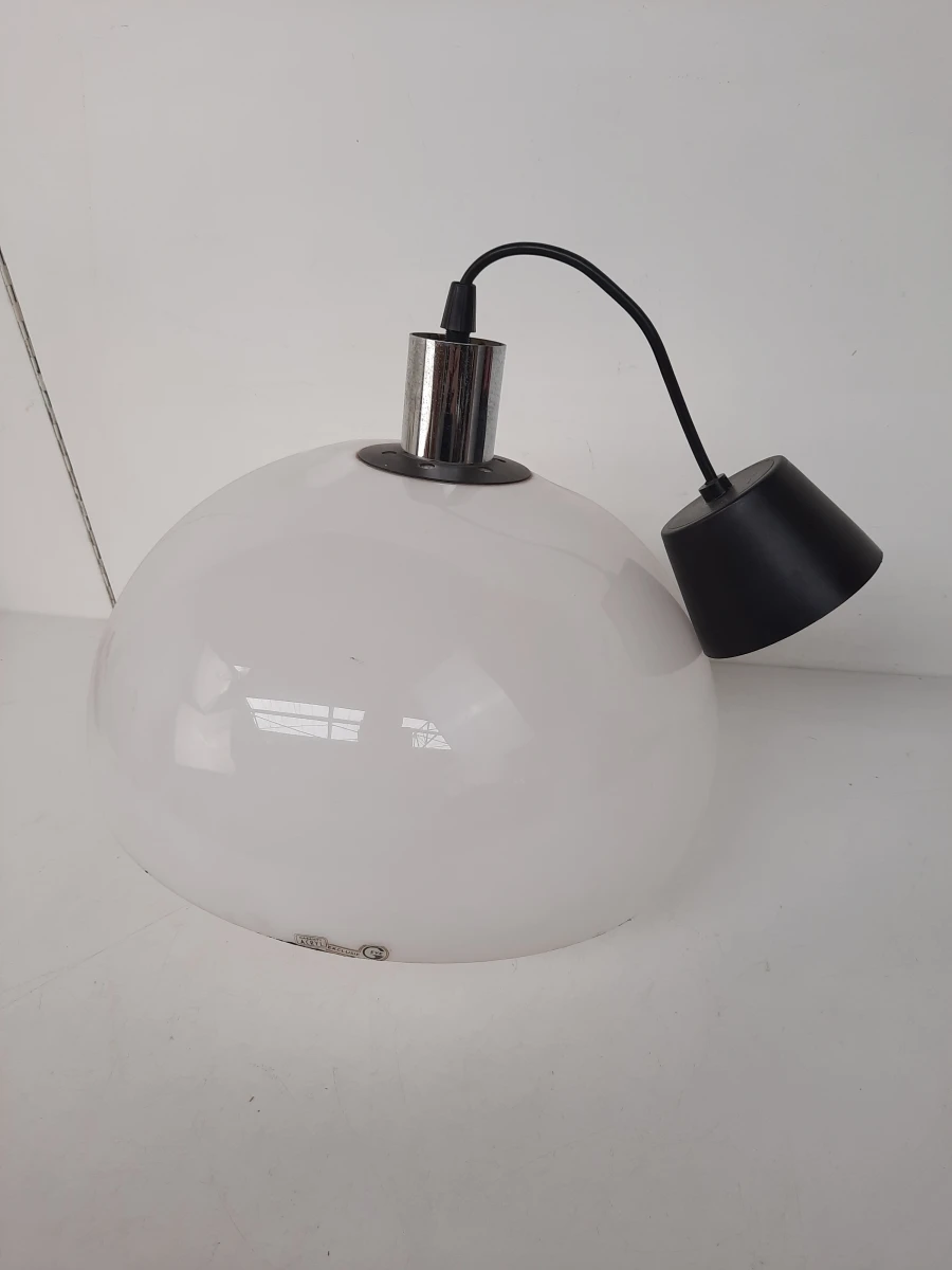 Retro Witte Hanglamp / Koepellamp met Glazen Diffuser – Vintage Look