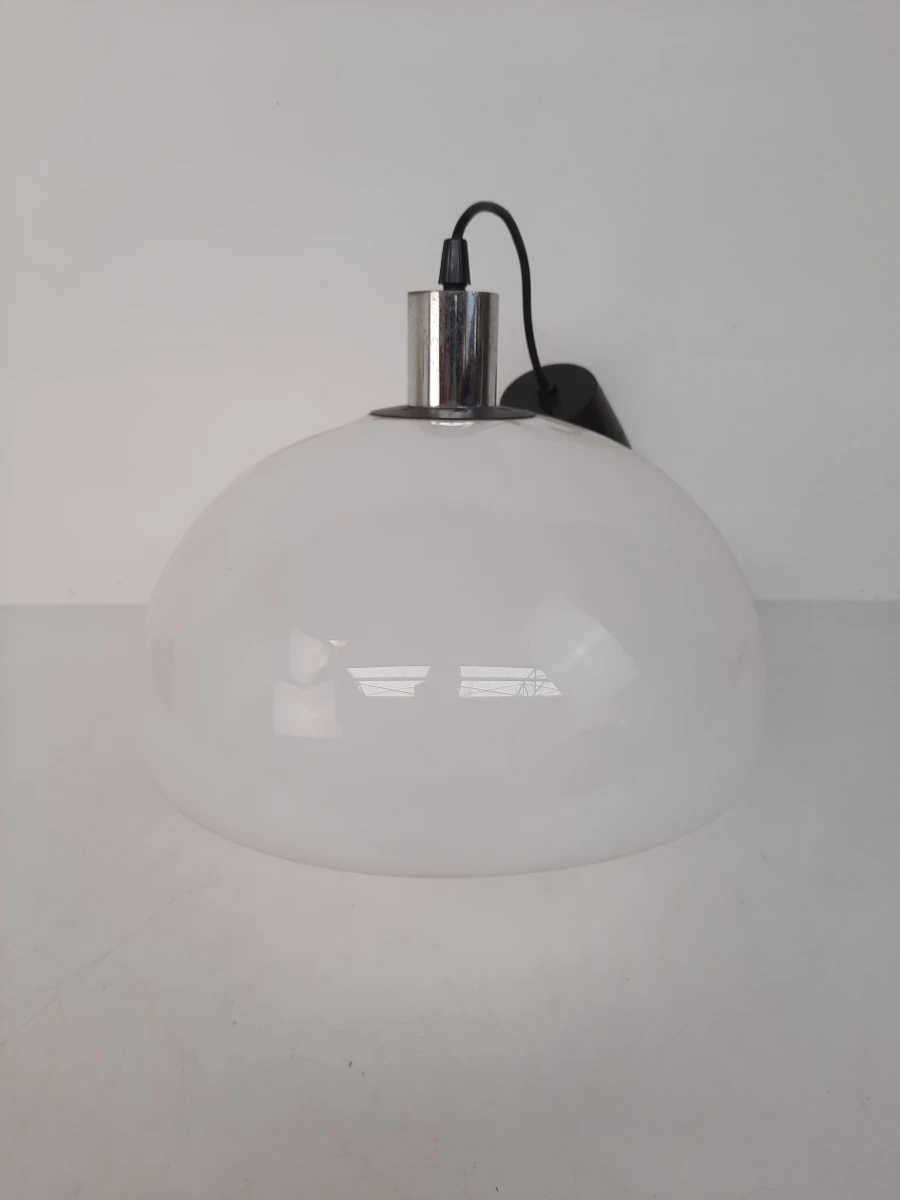 Retro Witte Hanglamp / Koepellamp met Glazen Diffuser – Vintage Look