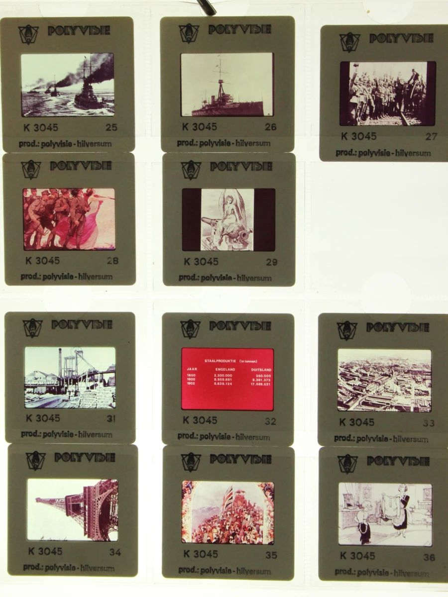 Collectie dia's met bewaardoos en albums