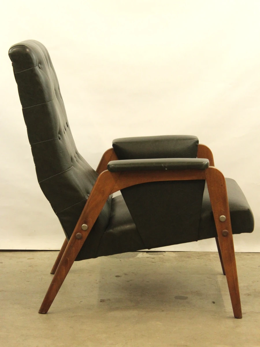 Stijlvol paar vintage fauteuils in olijfgroene skai - jaren ’50/’60 - Lot  2