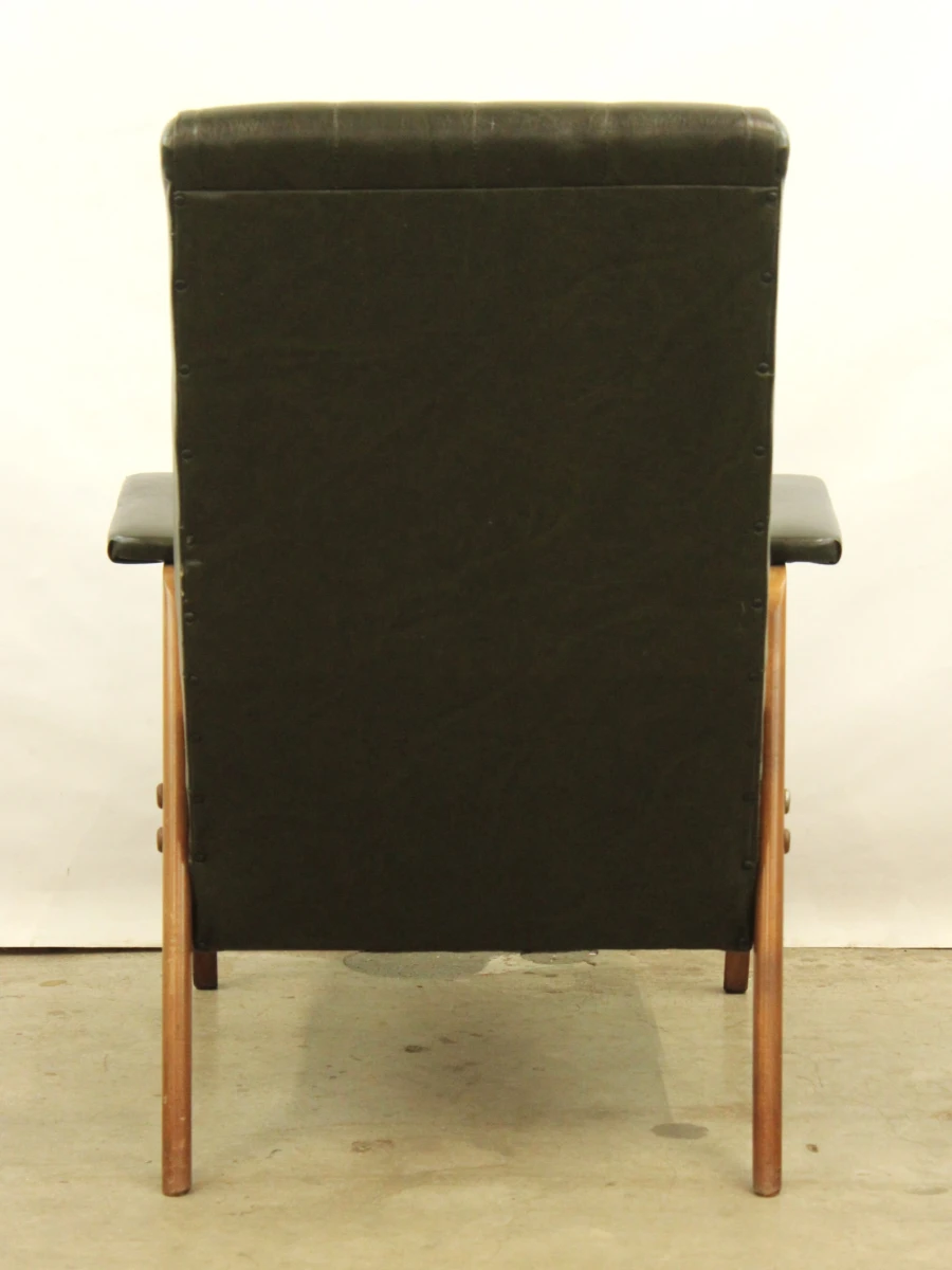 Stijlvol paar vintage fauteuils in olijfgroene skai - jaren ’50/’60 - Lot  3