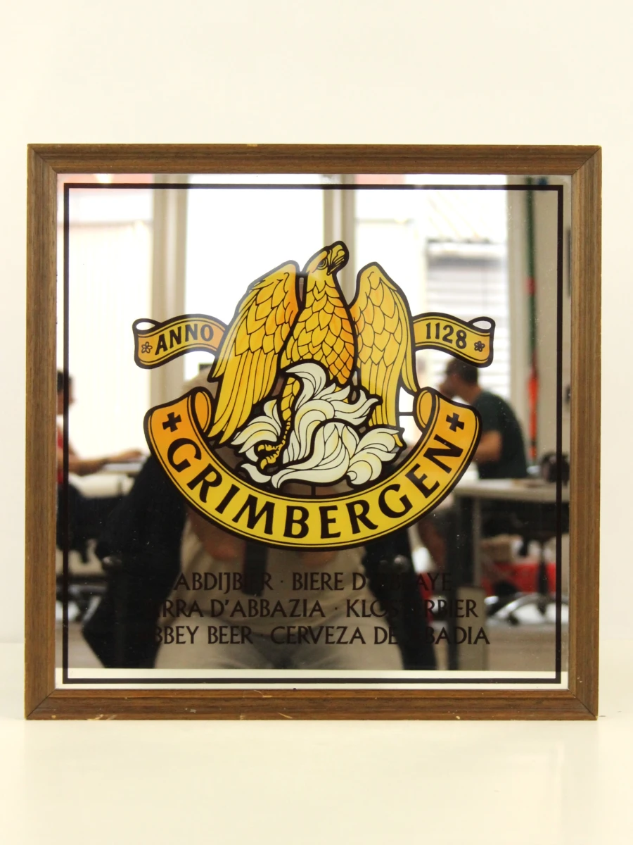 Set van 2 vintage biermerken spiegels Grimbergen en Hoegaarden