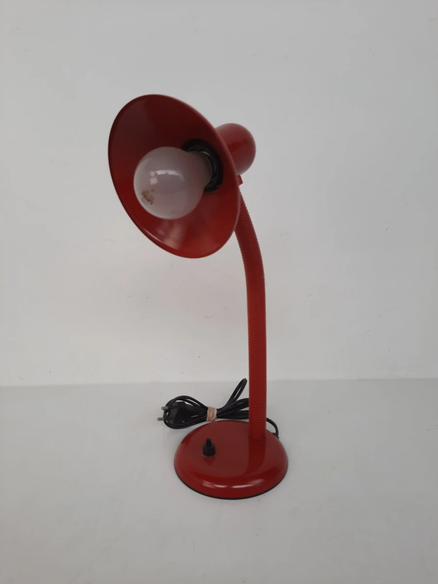 Vintage Rode Gooseneck Bureaulamp – Mand Gmbh (West-Germany)
