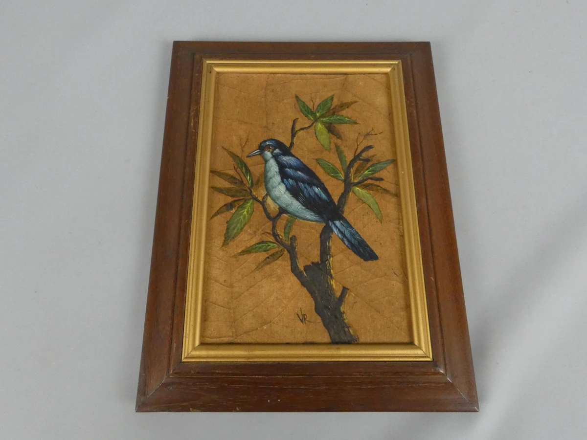Blauwe vogel schilderij
