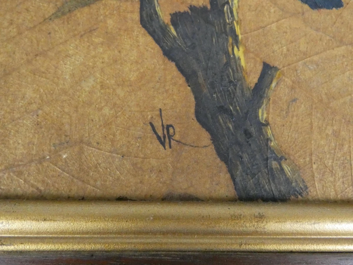 Blauwe vogel schilderij