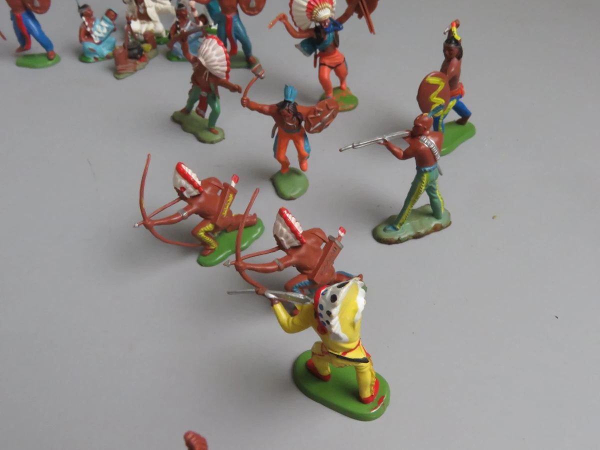 Vintage houten western fort speelset met figuren