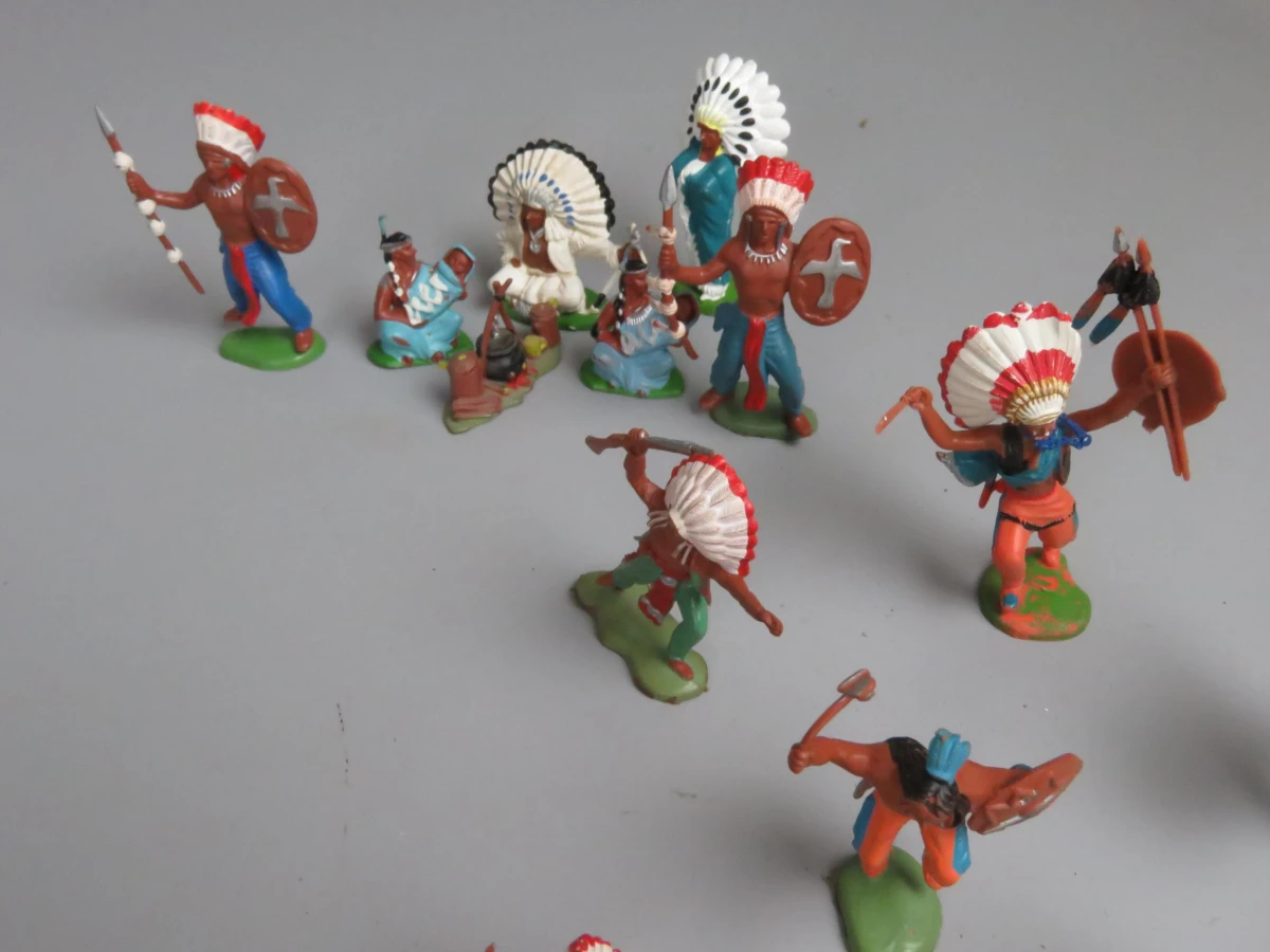 Vintage houten western fort speelset met figuren