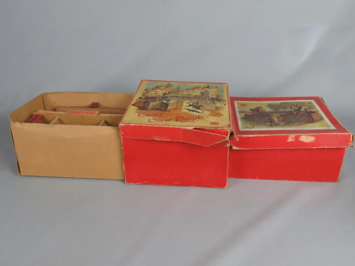 Vintage houten western fort speelset met figuren