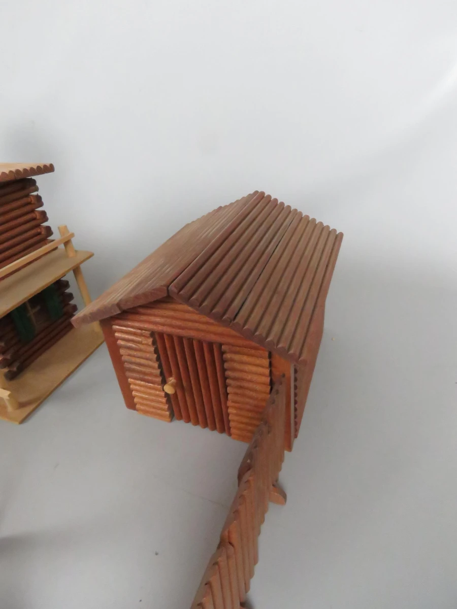 Vintage houten western fort speelset met figuren