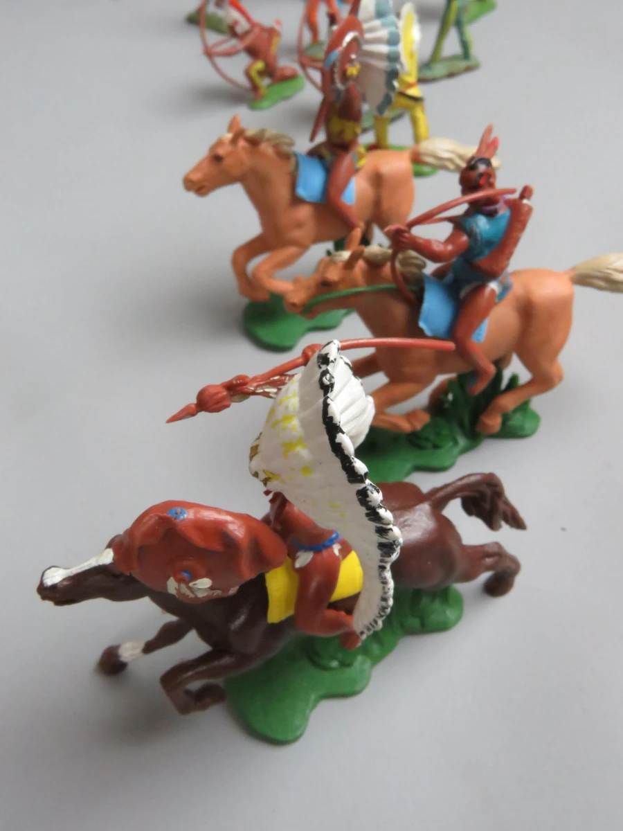 Vintage houten western fort speelset met figuren