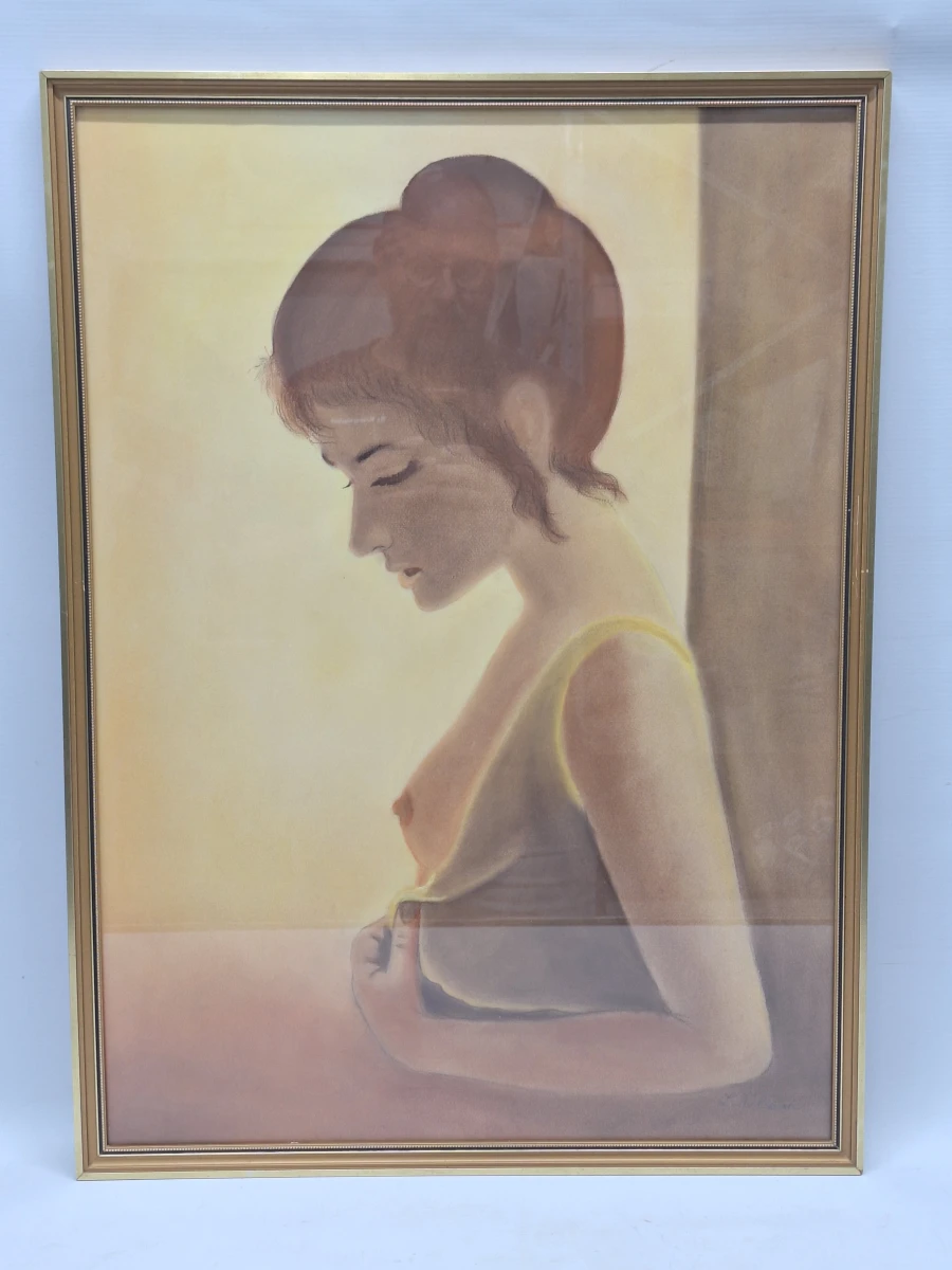 Sfeervol vrouwelijk portret in pastel - gesigneerd Keleman