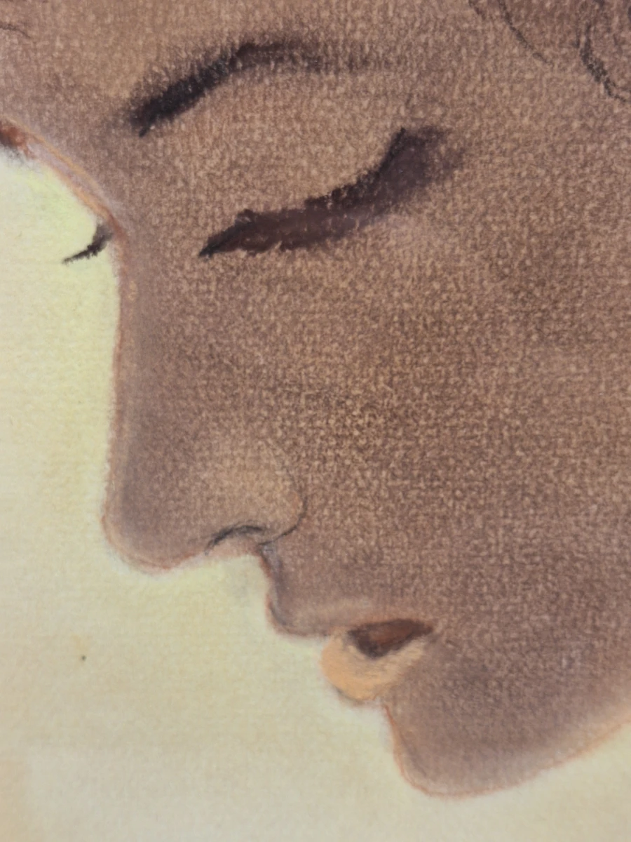 Sfeervol vrouwelijk portret in pastel - gesigneerd Keleman