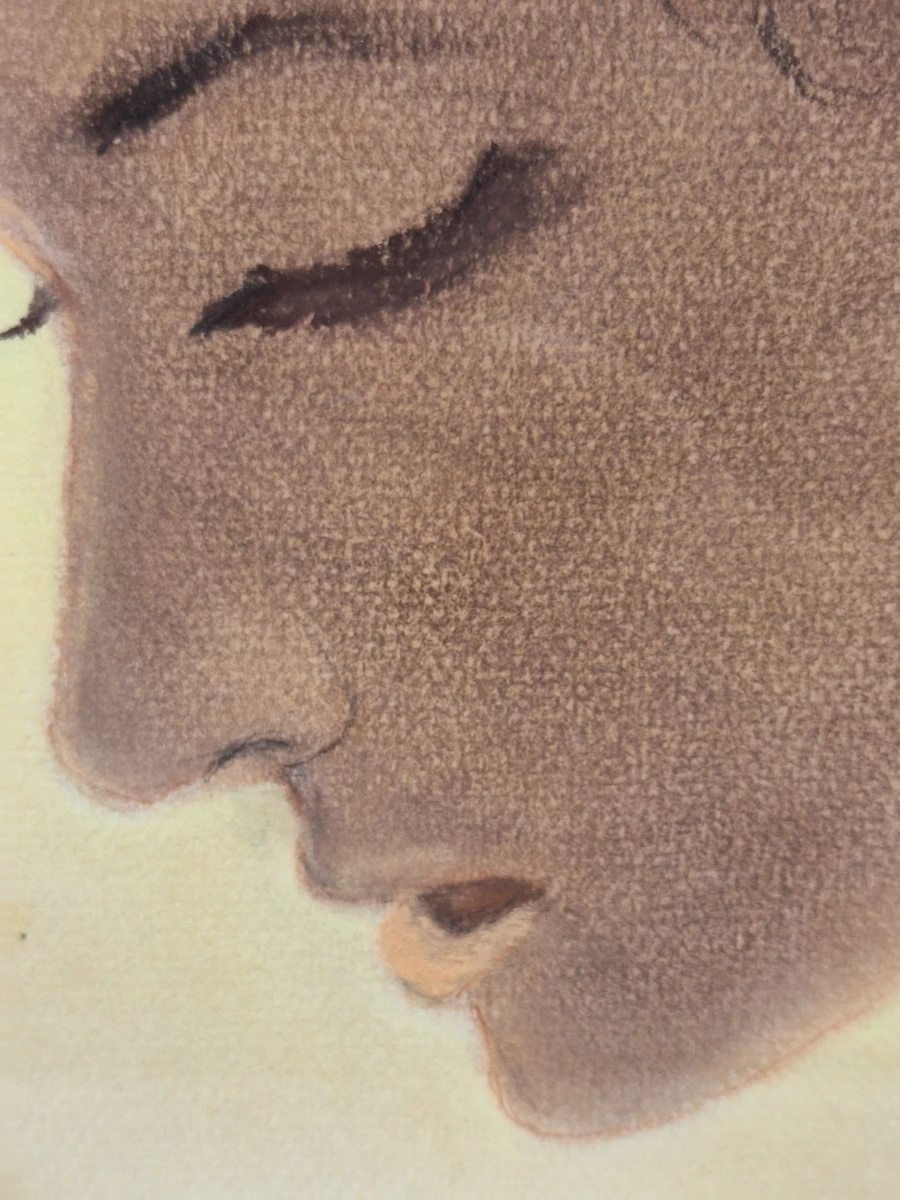 Sfeervol vrouwelijk portret in pastel - gesigneerd Keleman