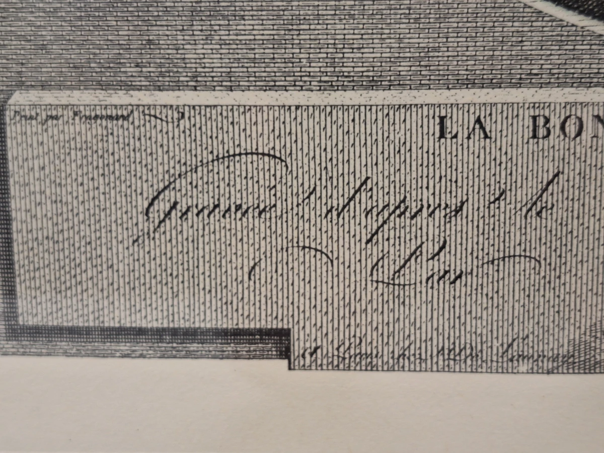 Ingekleurde gravure ‘La Bonne Mère’ - naar Jean-Honoré Fragonard