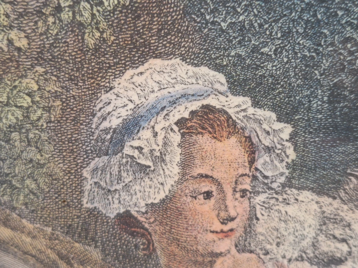 Ingekleurde gravure ‘La Bonne Mère’ - naar Jean-Honoré Fragonard
