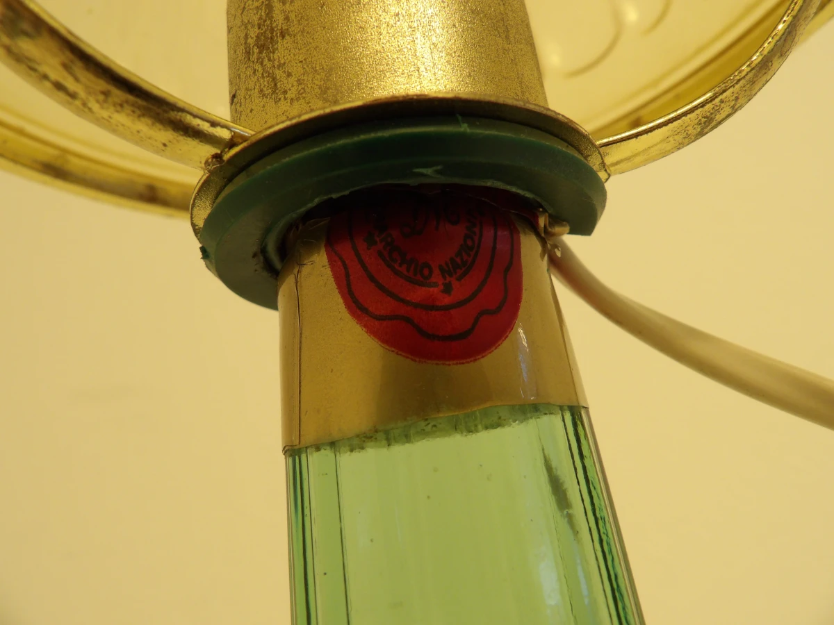 Vintage glazen tafellamp in vorm van Vino Toscano fles