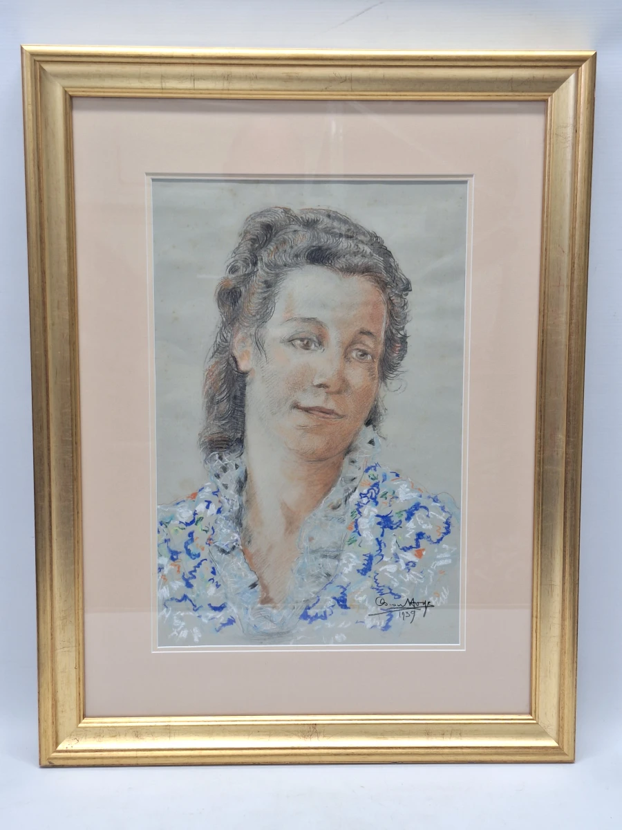 Damesportret in pastel - Oscar Hoge - 1939