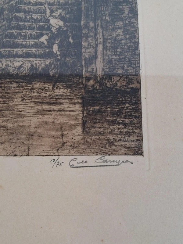 🖼️ Originele Ets "Dulle Griet" Gent – Geo Langie (Handgesigneerd & Genummerd 13/75) 🖼️ - foto 2