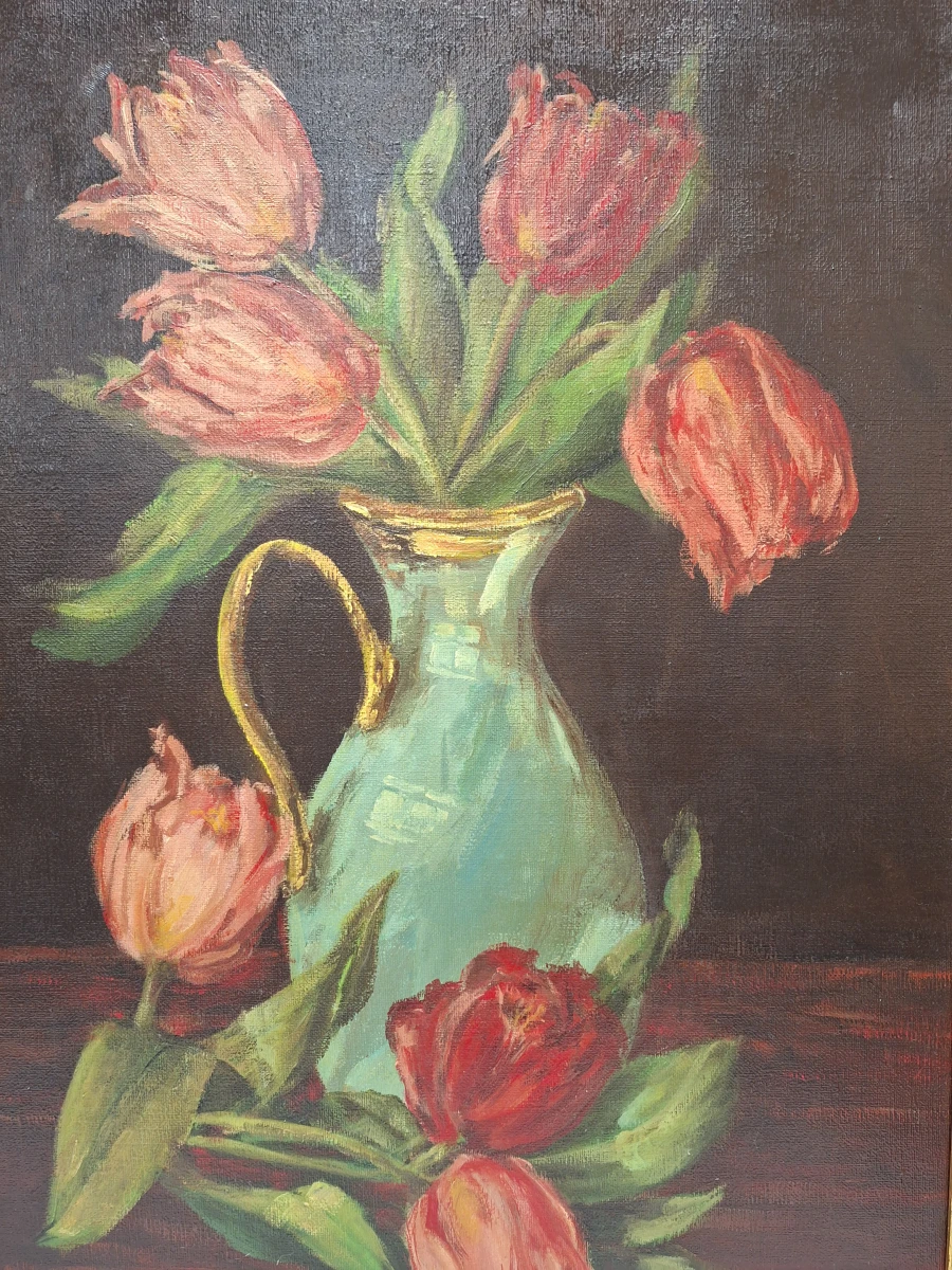 Bloemstilleven met tulpen - Walter van Leeuwen - 1974