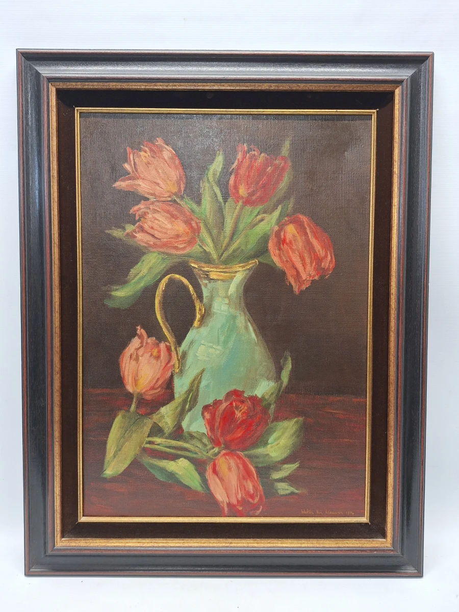 Bloemstilleven met tulpen - Walter van Leeuwen - 1974
