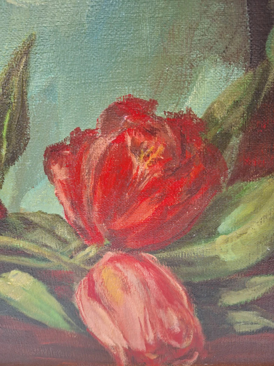 Bloemstilleven met tulpen - Walter van Leeuwen - 1974