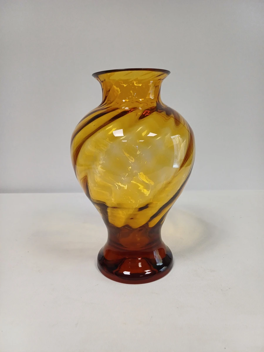 Vintage amberkleurige Swirl vaas