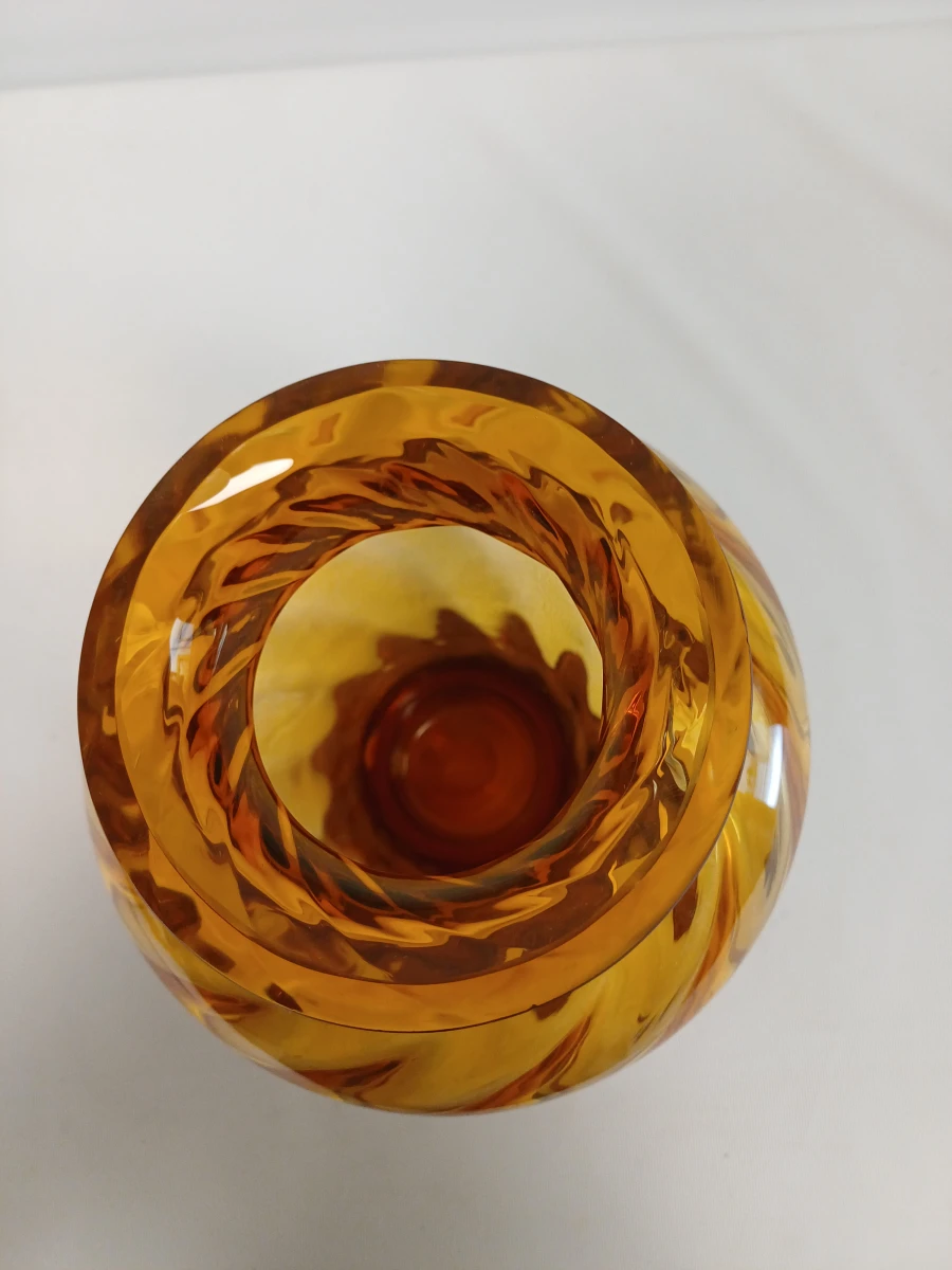 Vintage amberkleurige Swirl vaas