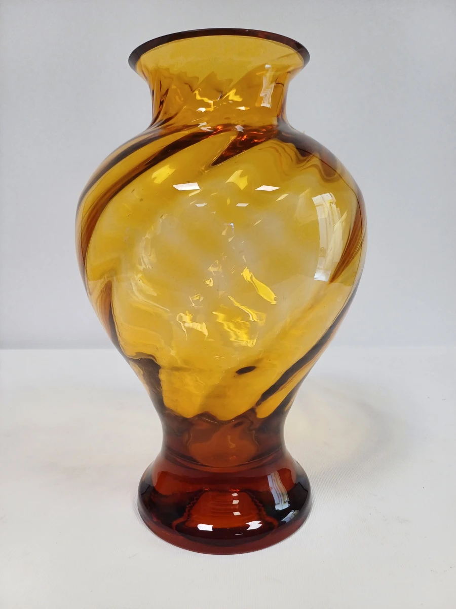 Vintage amberkleurige Swirl vaas