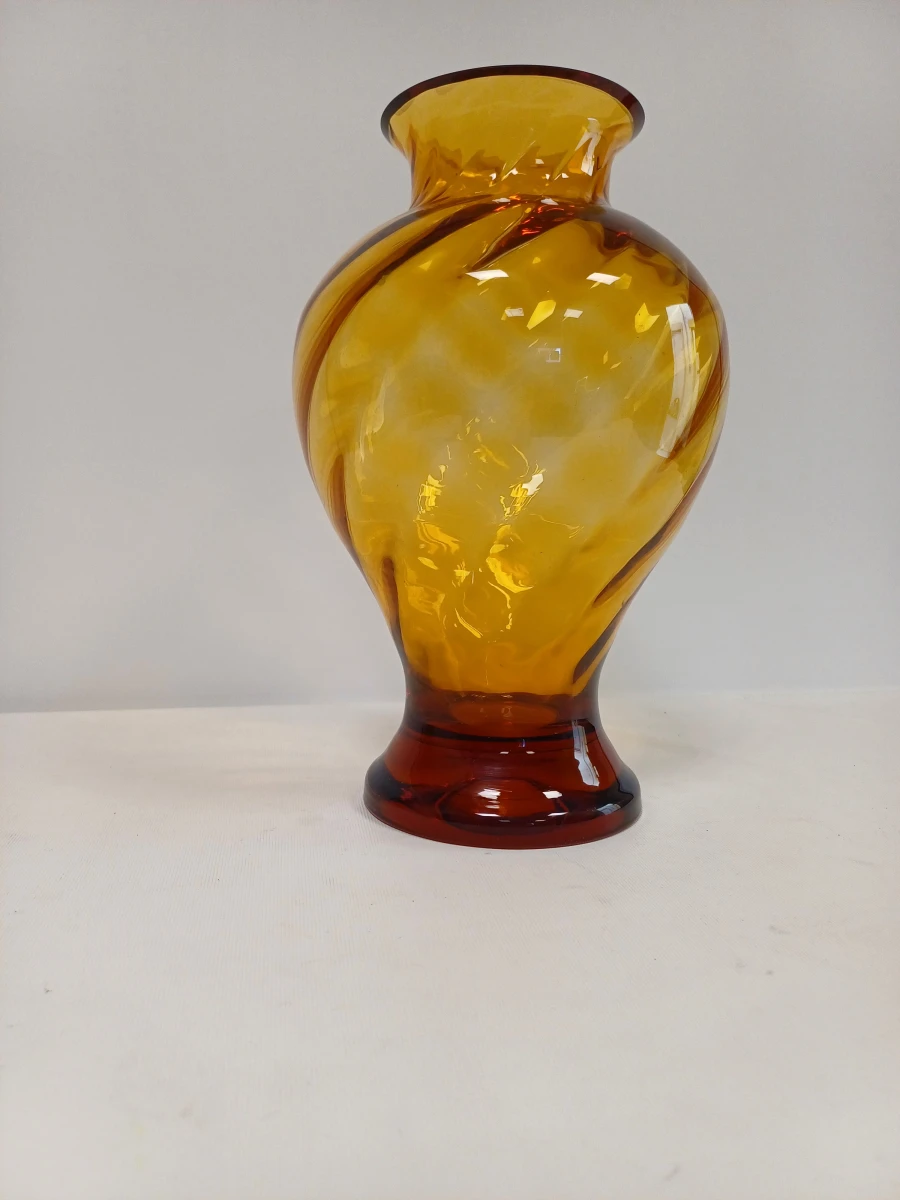 Vintage amberkleurige Swirl vaas