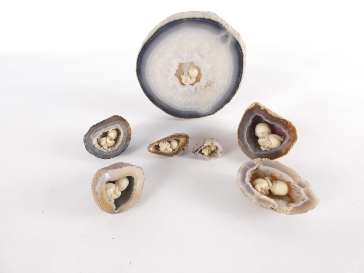 Agaat geodes, -schijven en kaarshouders