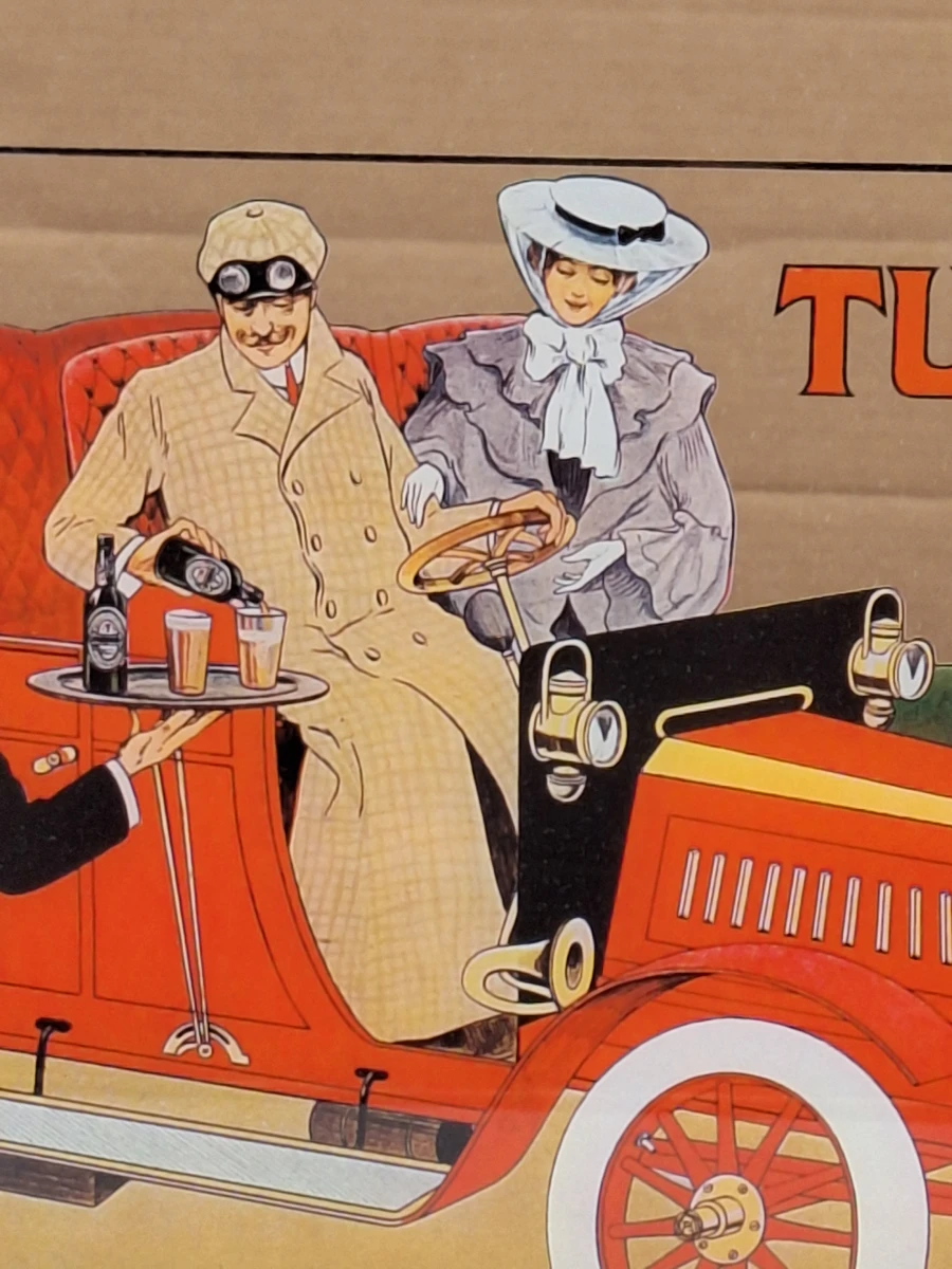 Vintage Tuborg reclamespiegel met rode oldtimer - 1982 - foto 2
