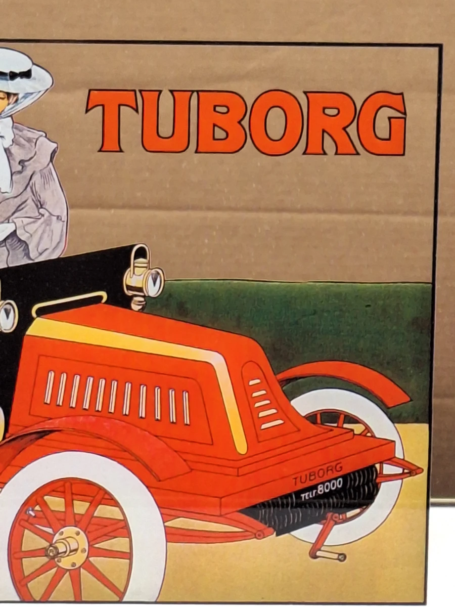 Vintage Tuborg reclamespiegel met rode oldtimer - 1982 - foto 4