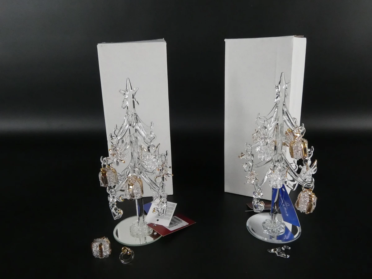 Paar glazen kerstbomen met ornamenten - Villeroy & Boch