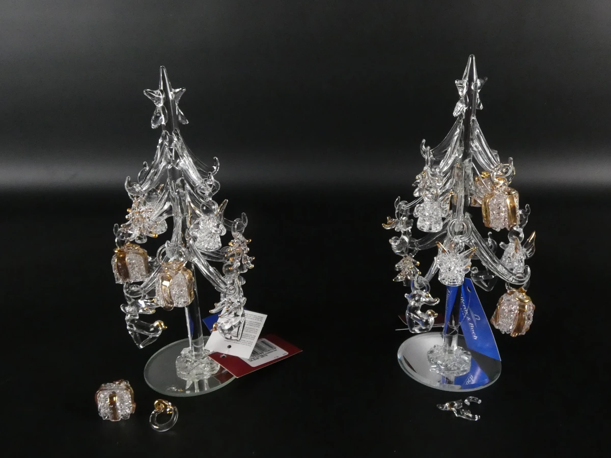 Paar glazen kerstbomen met ornamenten - Villeroy & Boch