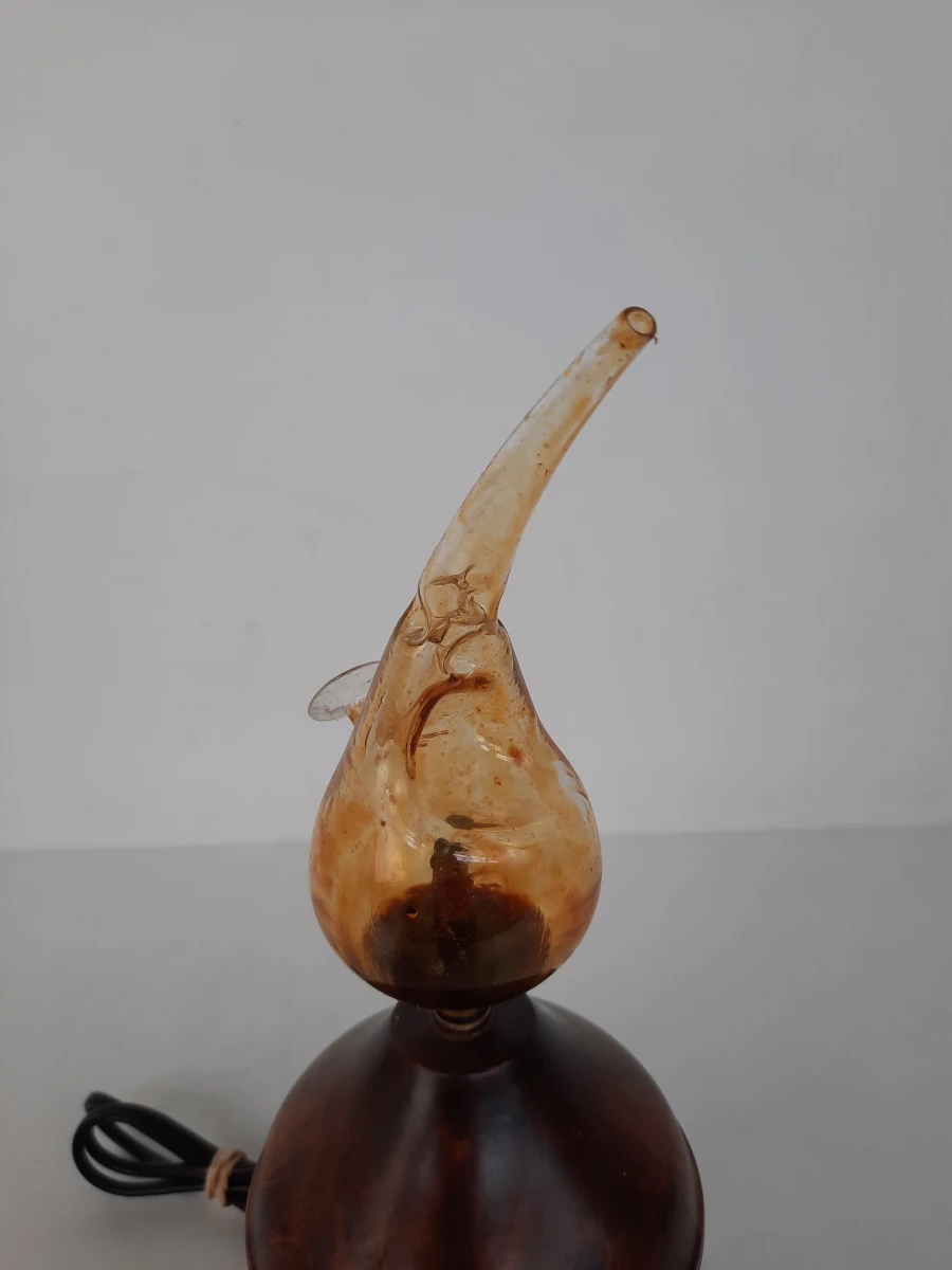 Klassieke Glazen Nebulisator / Aroma Diffuser op Houten Basis – Alambiek Stijl