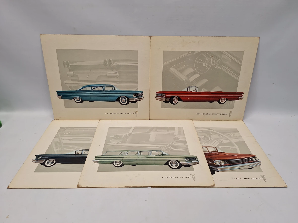 Lot van 5 vintage Pontiac reclameplaten - modeljaar 1960