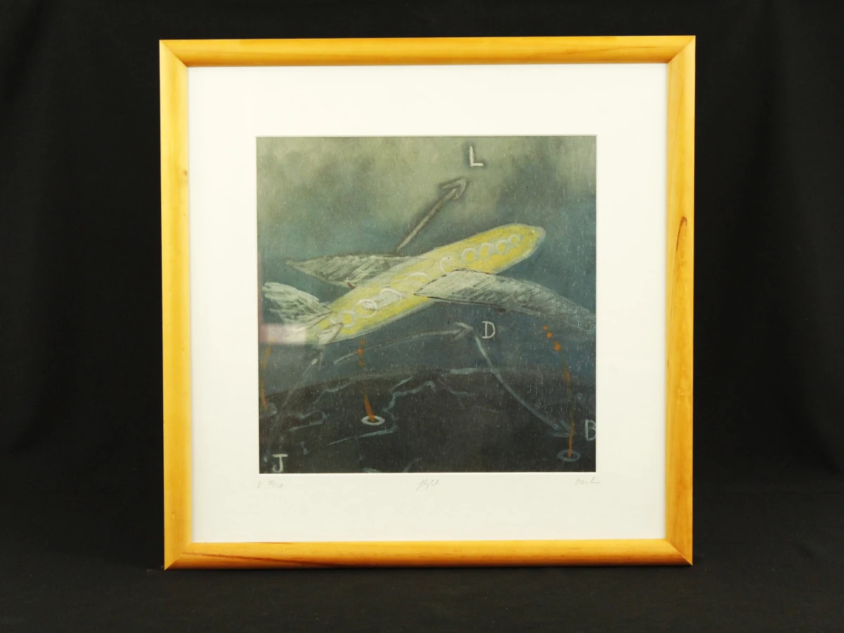 Christian Straetling(°1960) "Flight" gesigneerde Offsetprint naar een originele kleurenlitho E 52/150