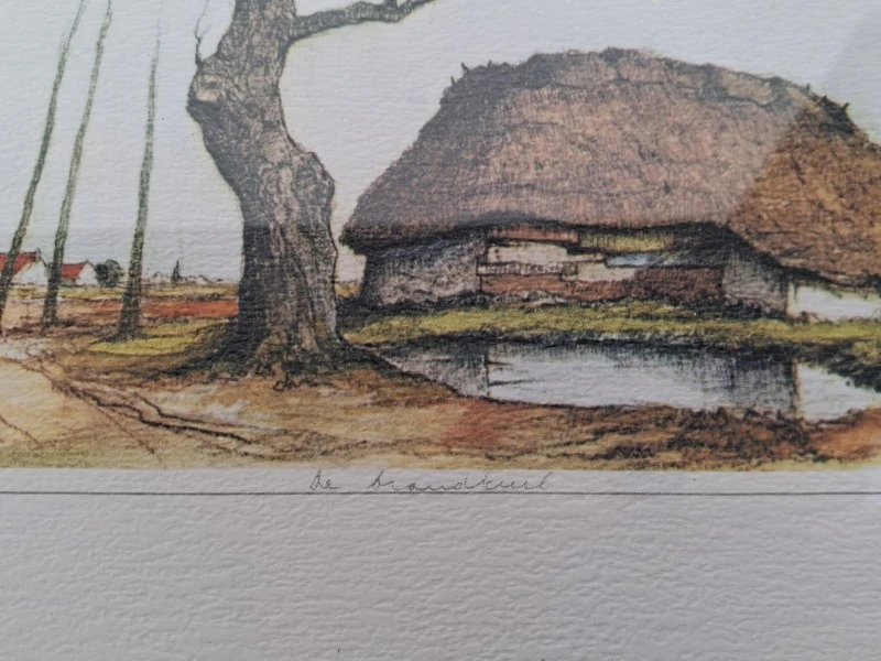 🖼️ Dirk Baksteen Ets/Prent 'De Brandkuil' – Inclusief Signatuur & Luxe Kader 🖼️