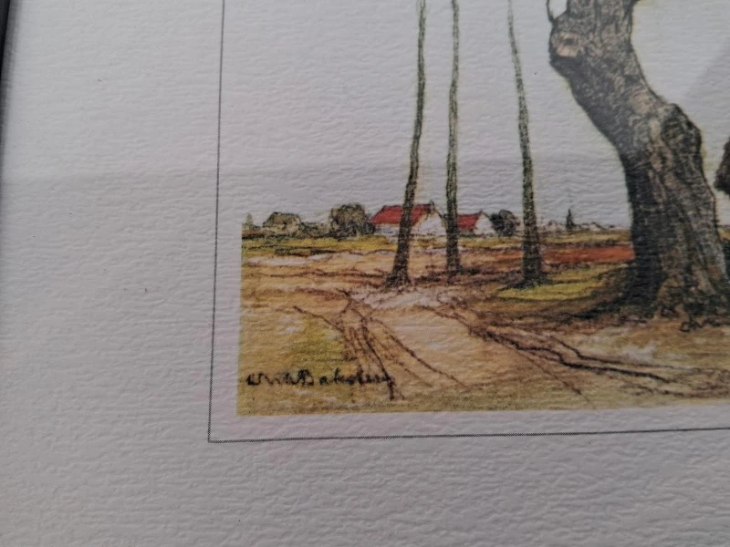 🖼️ Dirk Baksteen Ets/Prent 'De Brandkuil' – Inclusief Signatuur & Luxe Kader 🖼️