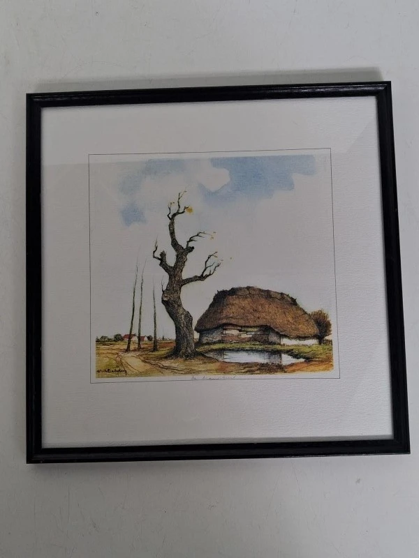 🖼️ Dirk Baksteen Ets/Prent 'De Brandkuil' – Inclusief Signatuur & Luxe Kader 🖼️