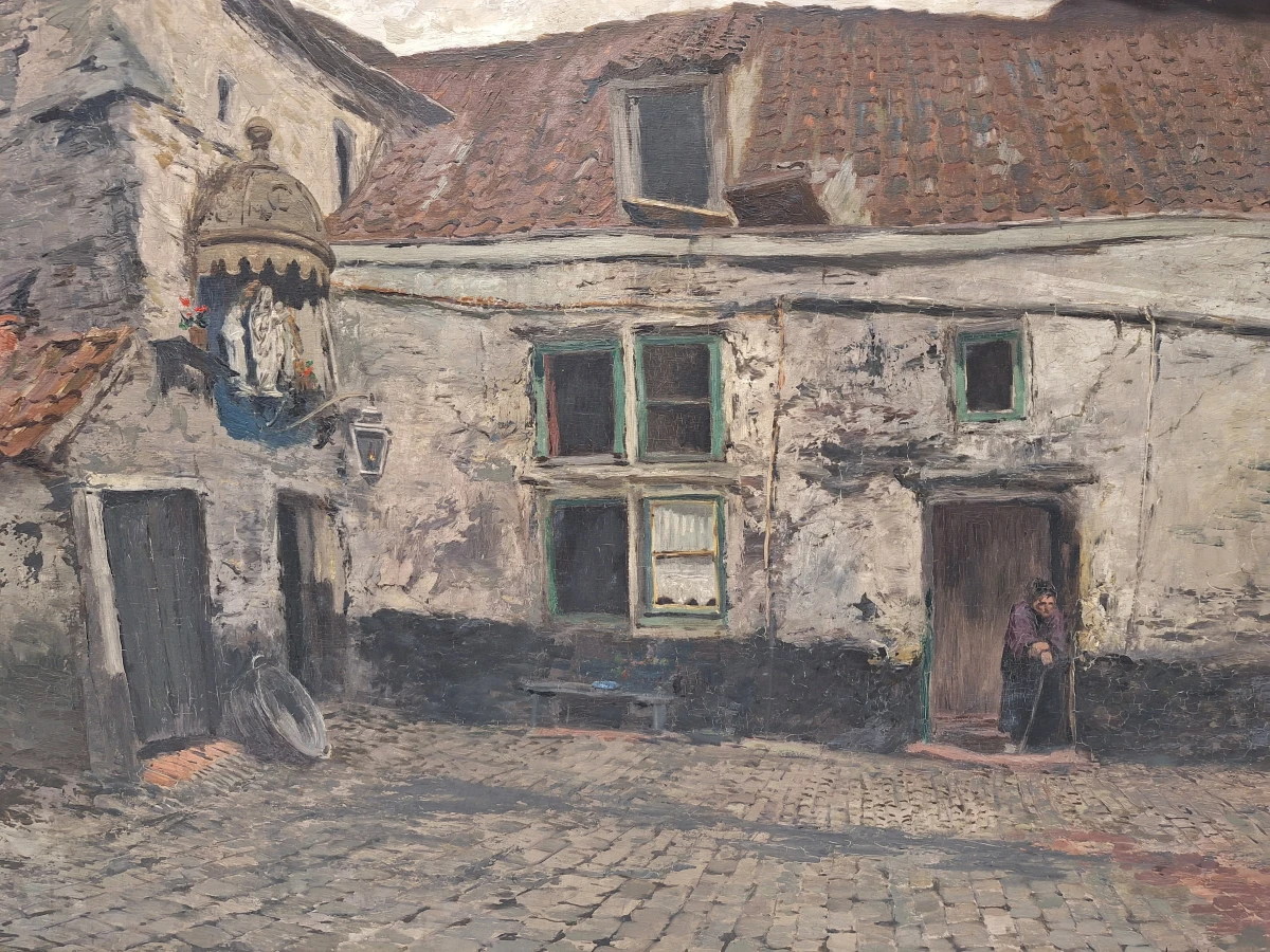 Olieverfschilderij ‘Impasse du Lys’ in Antwerpen - Vital Keuller - 1929
