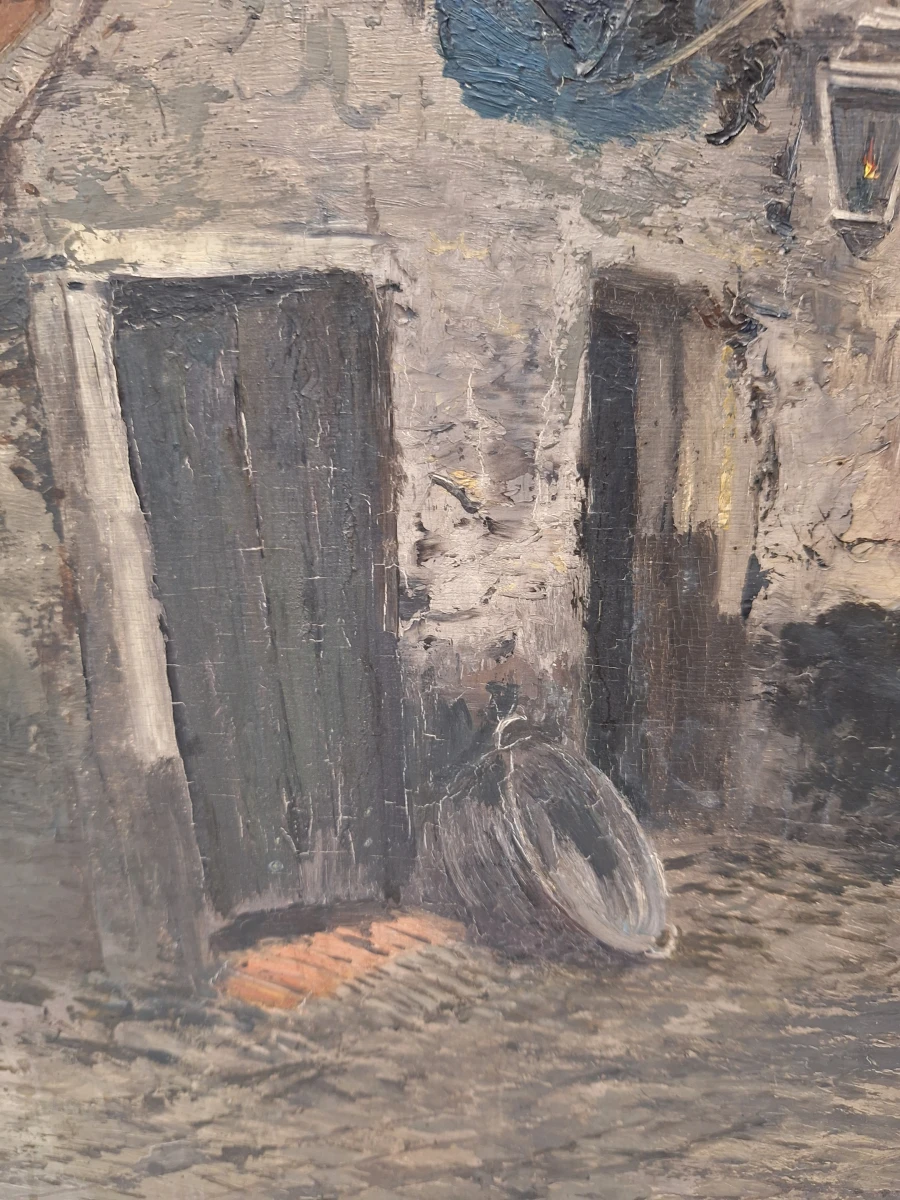 Olieverfschilderij ‘Impasse du Lys’ in Antwerpen - Vital Keuller - 1929