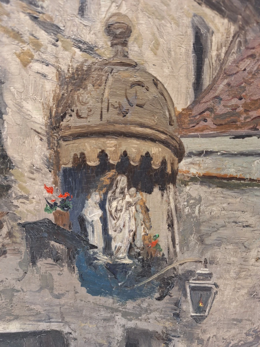 Olieverfschilderij ‘Impasse du Lys’ in Antwerpen - Vital Keuller - 1929