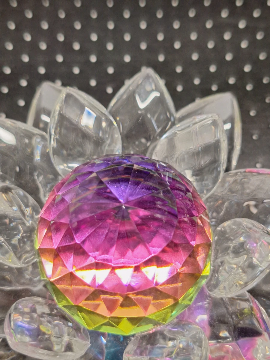 Set van 2 handgemaakte kristallen lotusbloemen - Feng Shui suncatchers in geschenkdozen - foto 6