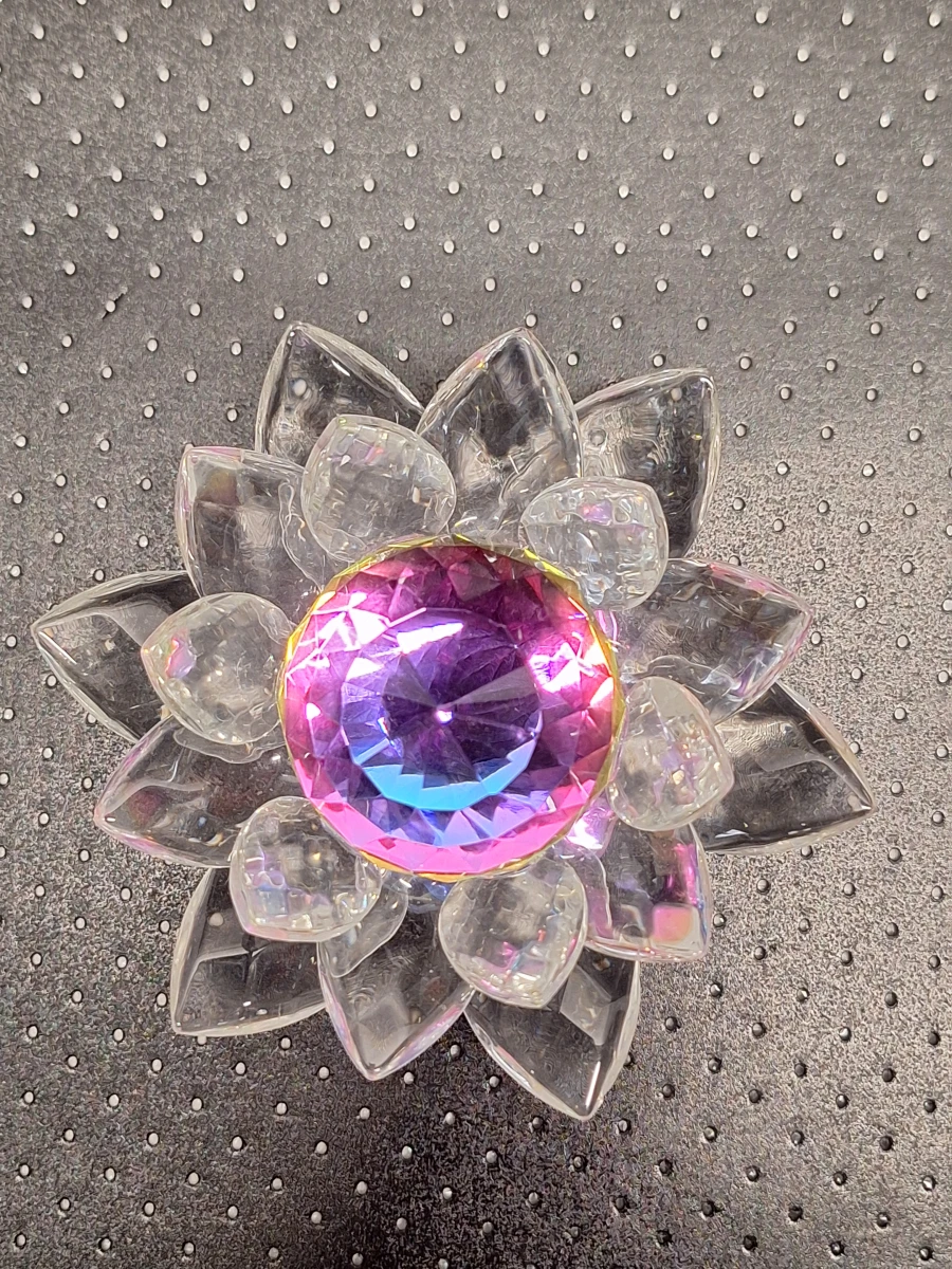 Set van 2 handgemaakte kristallen lotusbloemen - Feng Shui suncatchers in geschenkdozen - foto 5