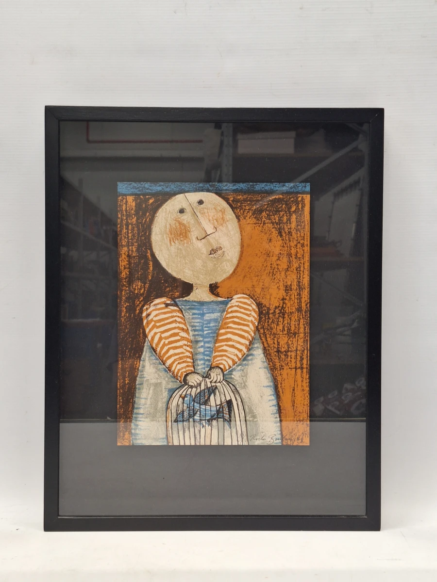 ‘Kind met vogelkooi’ - kleurenlithografie naar Graciela Rodo Boulanger